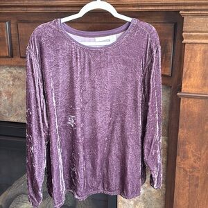 J Jill purple crushed velvety material long sleeve shirt top fairy grunge 2X